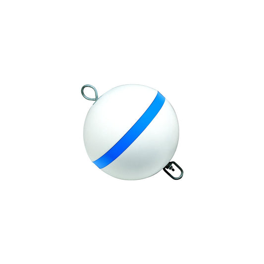 Taylor Traditional Sur-Moor Mooring Buoy - White With Blue Reflective Striping