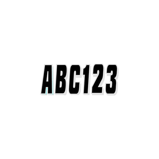 Hardline Series 320 Registration Kit, Solid Color Block Font With Drop Shadow (Includes 4 Sets of 3" A-Z, 0-9), Black/Silver