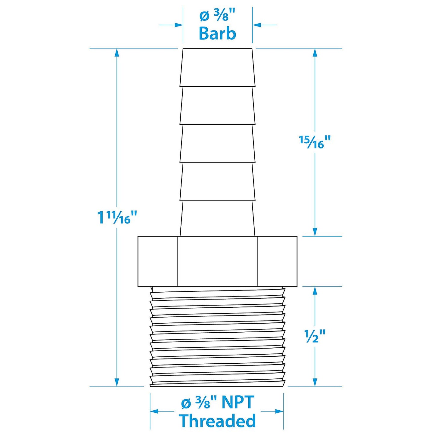 Seachoice Brass Male Hose Barb