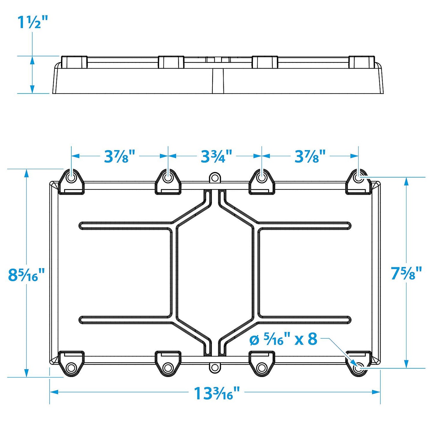 Seachoice 22071 Battery Tray With Stainless Steel Hold Down Rods