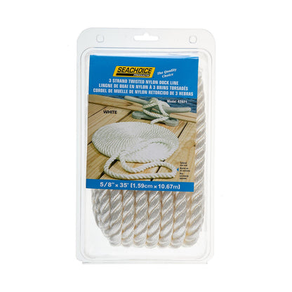 Seachoice 3-Strand Twisted Nylon Dock LineWhite