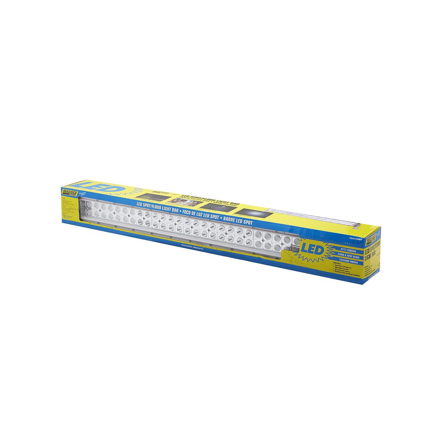 Seachoice 51693 LED Spot/Flood Light Bar, White Housing, 60 LEDs, 33", 12/24V