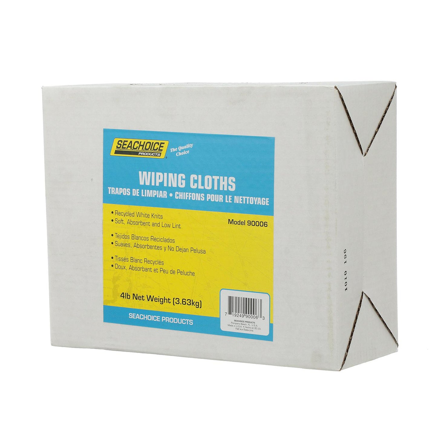 Seachoice 90006 Recycled White Knits Wiping Cloths, 4-lb. Box