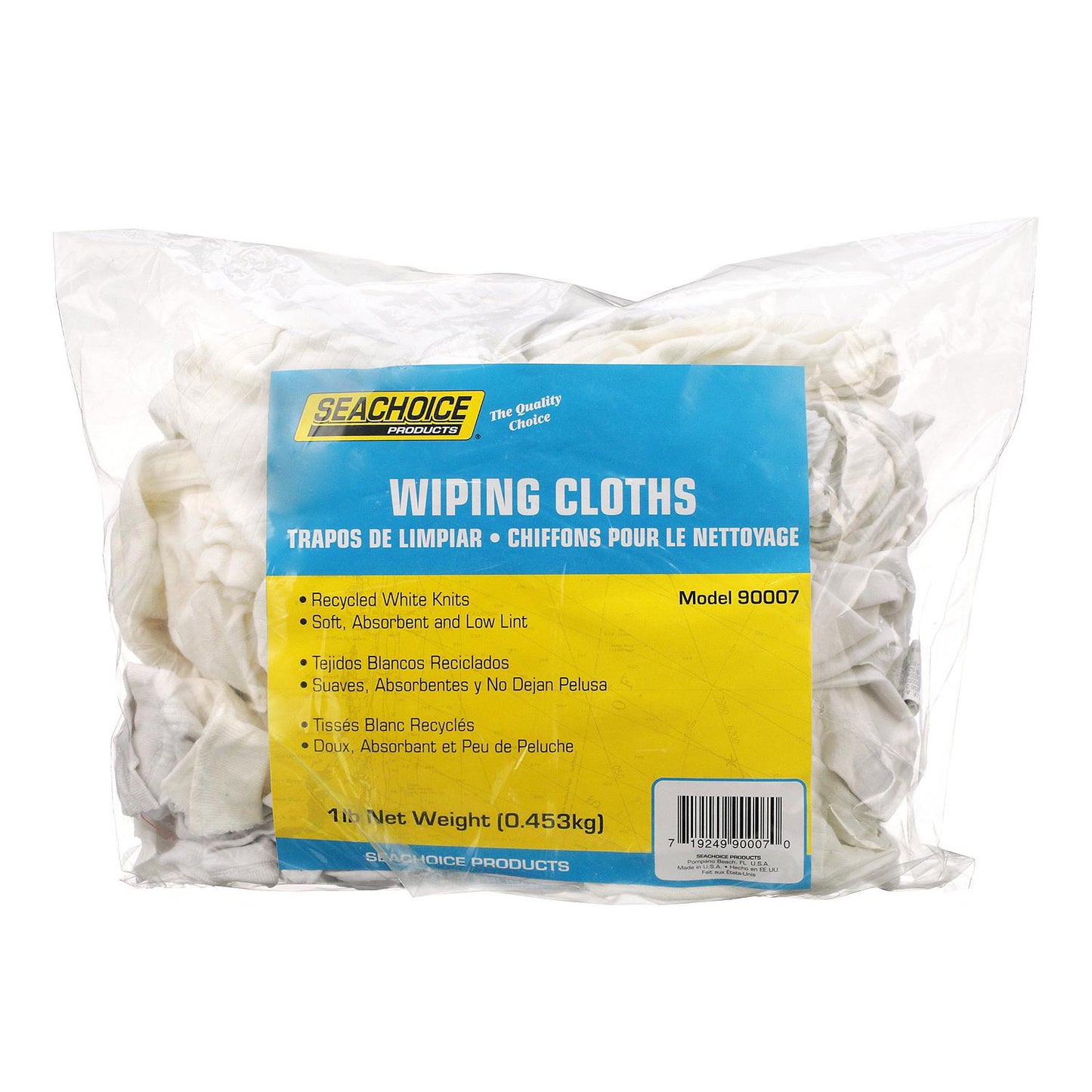 Seachoice 90007 Recycled White Knits Wiping Cloths, 1-lb. Bag